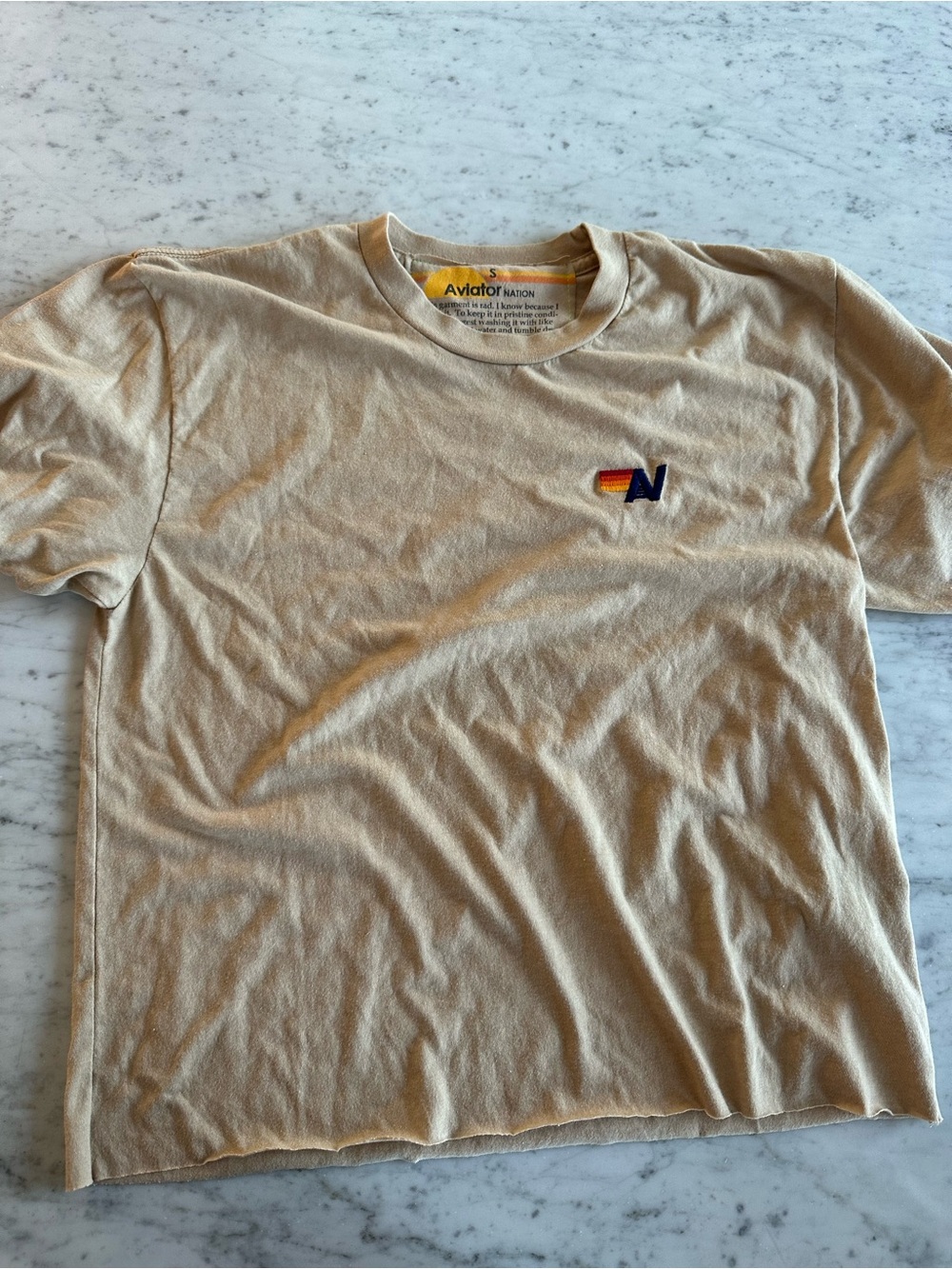 Aviator Nation women’s Tan Crewneck T-Shirt